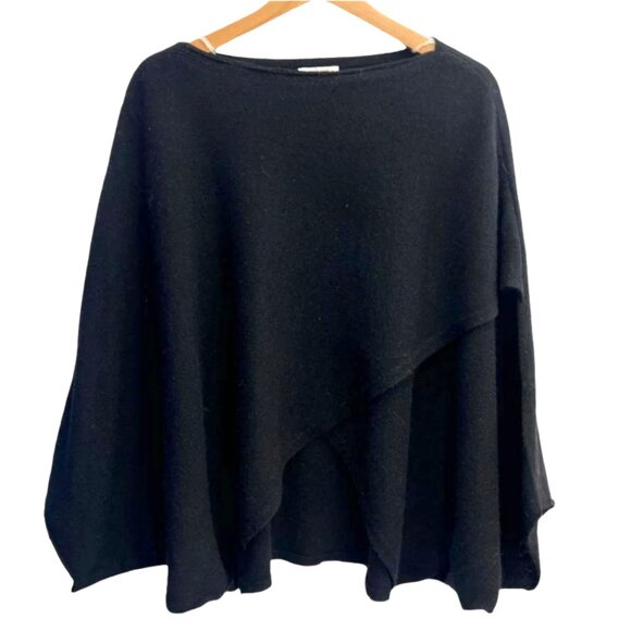 NAIS PARIS - BLACK CASHMERE AND WOOL PONCHO SWEATER - Picture 1 of 1